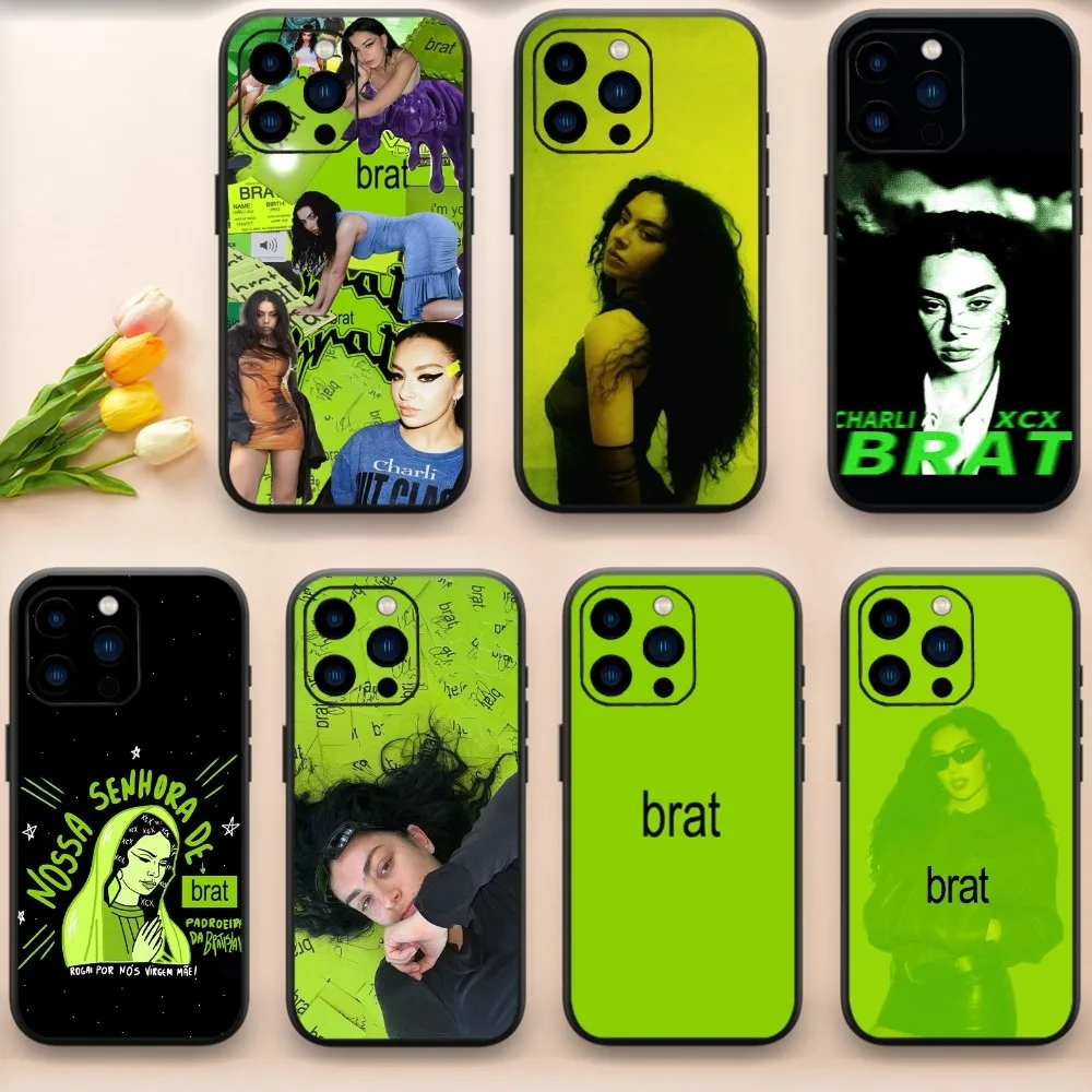 Charli XCX BRAT Singer Phone Case For iPhone 13 14 15 11 12 Mini Pro Max XR X Black Shell