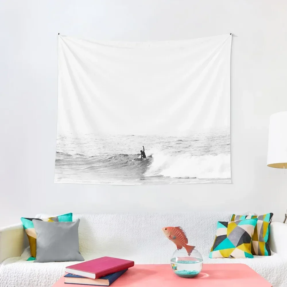 

Surfer on Wave in Open Ocean Tapestry Wall Art Room Aesthetic Decor Tapestry