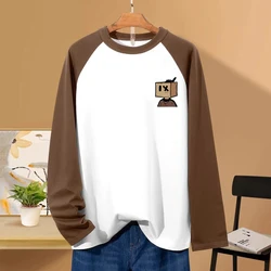 Office Lady Daily Casual Commute Cotton T-shirt Autumn Basic Loose All-matct Tops Women Simple Chic Y2k Pinted Streetwear Tees