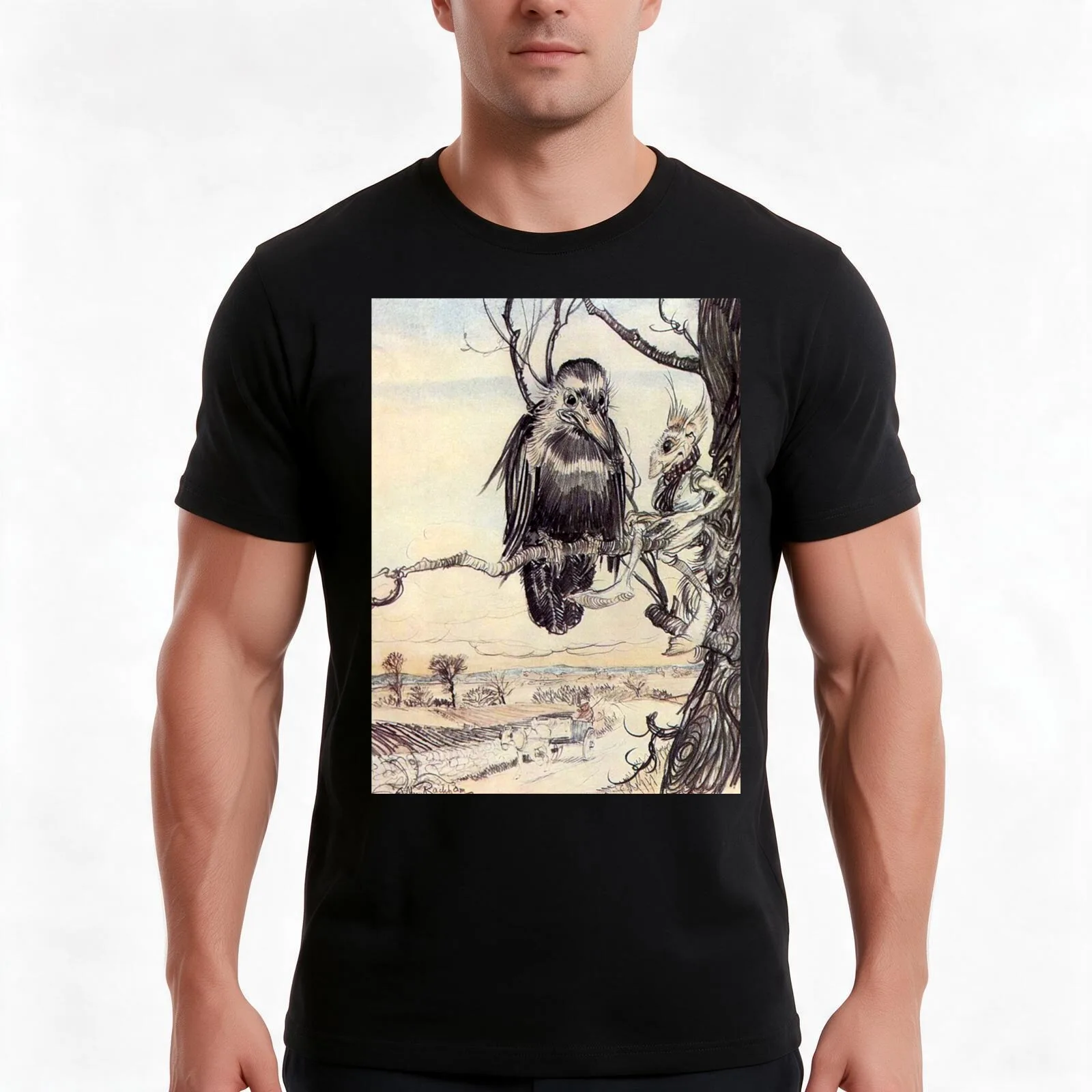 The Gossips - Arthur Rackham T-Shirt, Summer Casual Cotton Tee, Oversized Streetwear Tops, Vintage Graphic Print, 100% Cotton