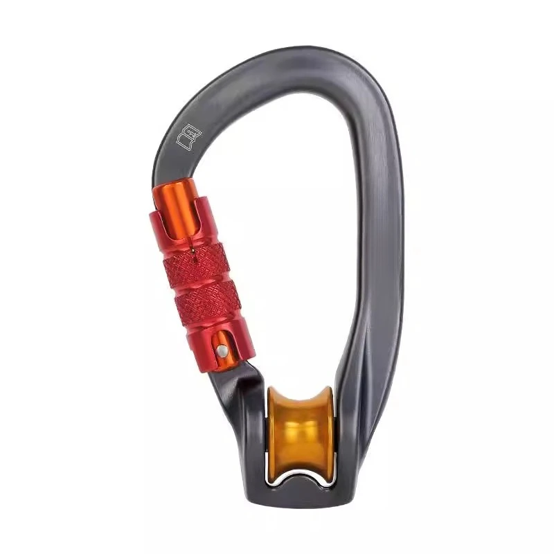 

Straight Door Outdoor Pulley Lock Mountaineering Safety Buckle Crossing Rope Equipment with Bearing Pulley Lock