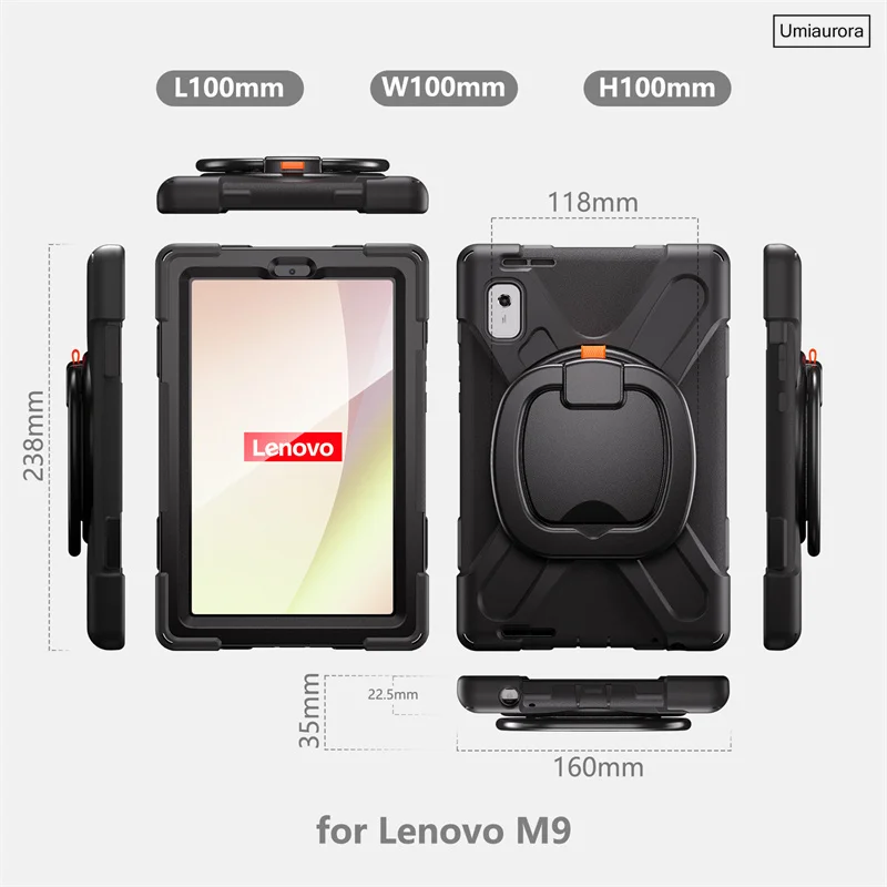 For Lenovo Tab M9 9 inch TB310FU TB310XU Heavy Duty Rugged Shockproof Tablet Case Pull Ring Stand Shoulder Strap Funda﻿