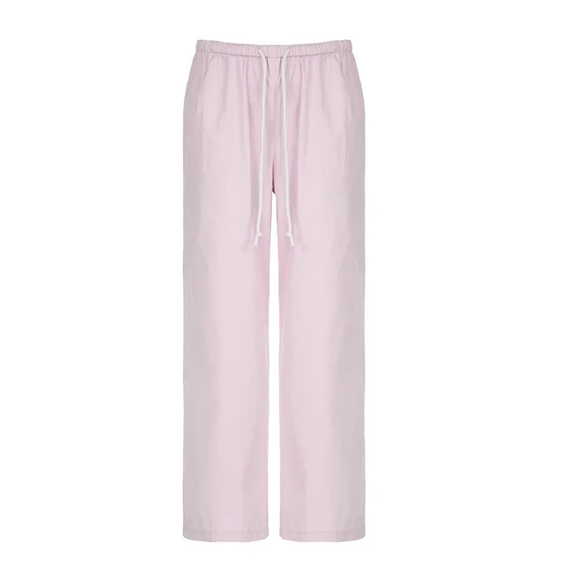 Navy Blue Solid Loose Sweatpants Streetwear Joggers Casual Basic Pink Trousers for Women  Aesthetic Y2K Retro Pants