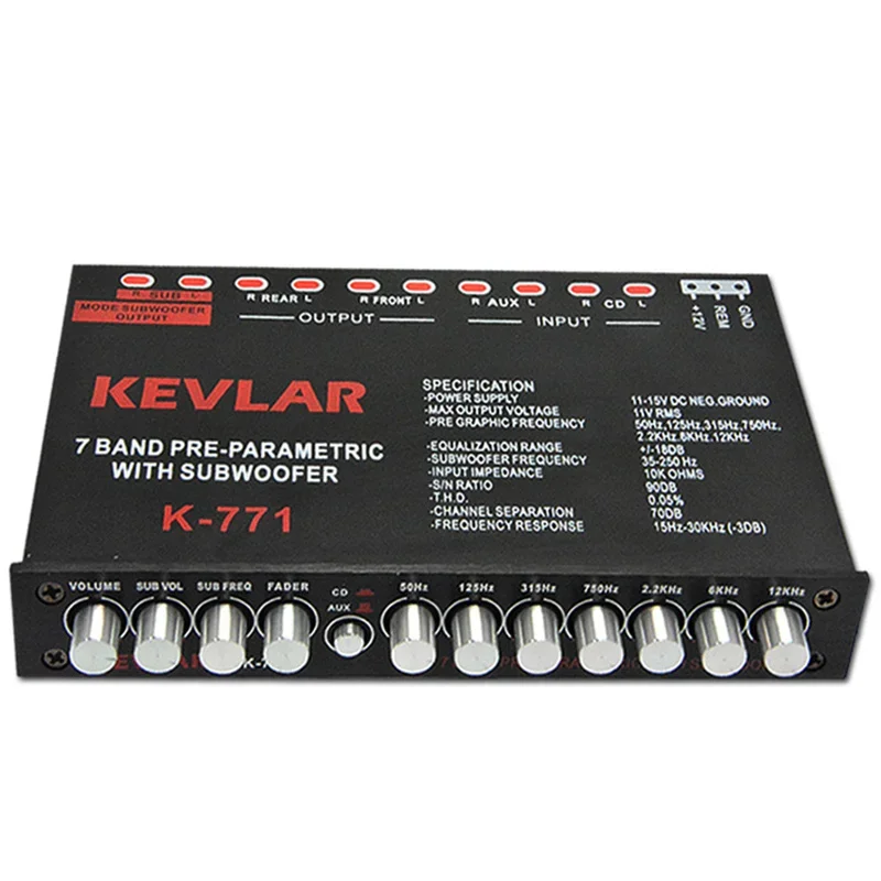 

K-771 7 Segment Equalizer Car Audio EQ Tuning Crossover Amplifier DC 12V