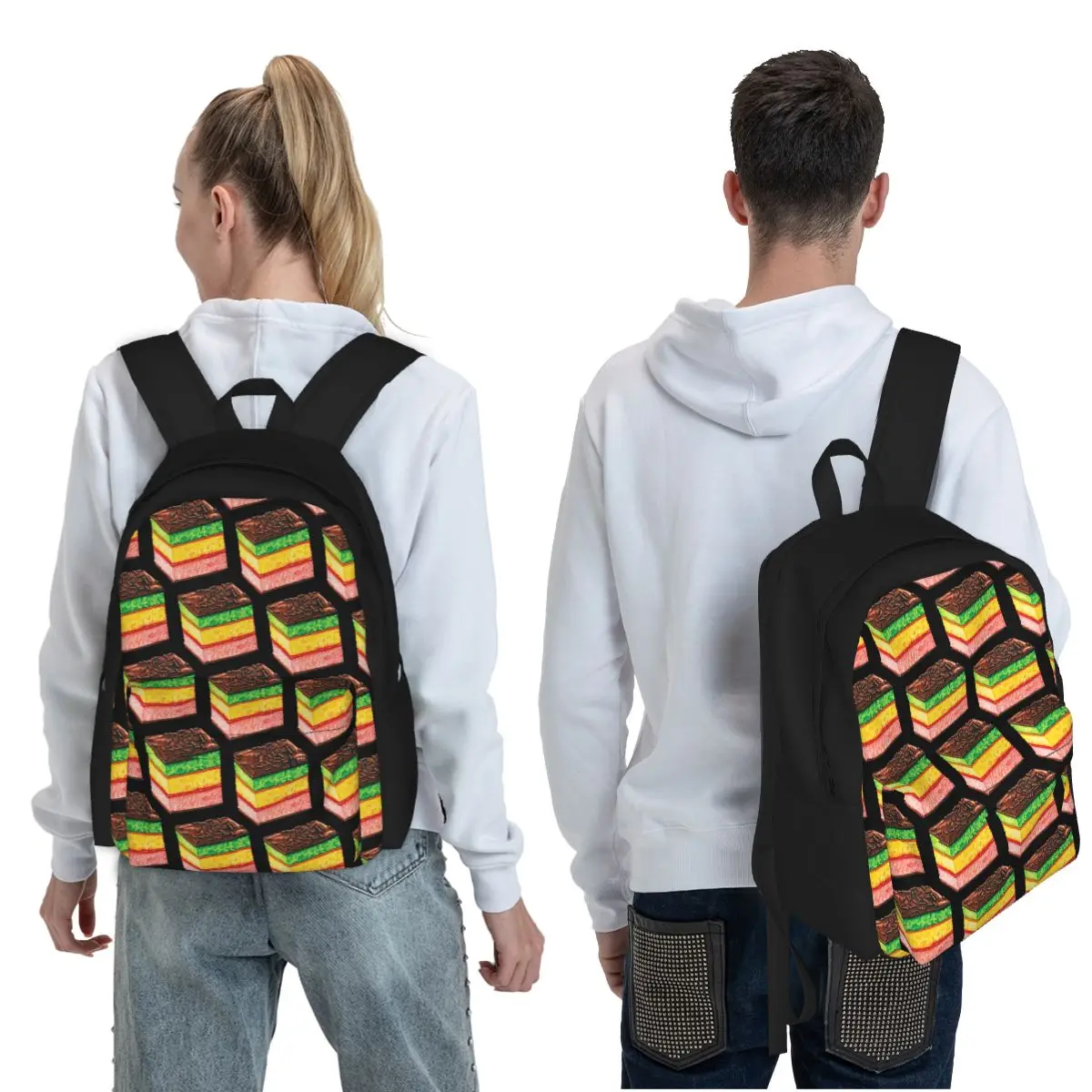 Italian Rainbow Cookie Student Backpack School Bag Hiking Travel Daypack for Men Women Fashion Bookbag Shoulder Bags