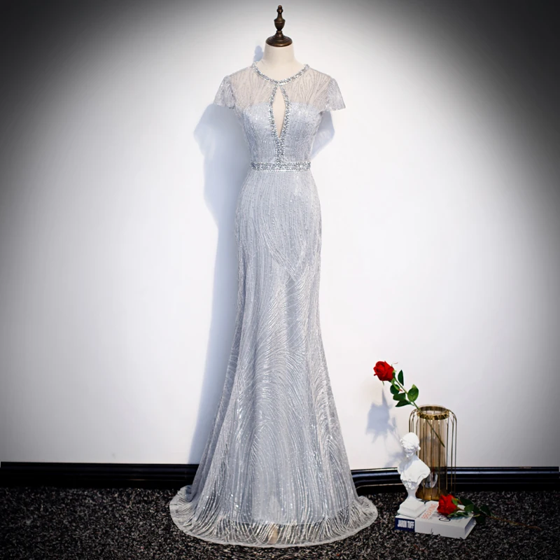 

Ele Long Tail Fibone Evening Dr Women's New 2026 Glittering Sequin Host High-End Faionable Par Gown