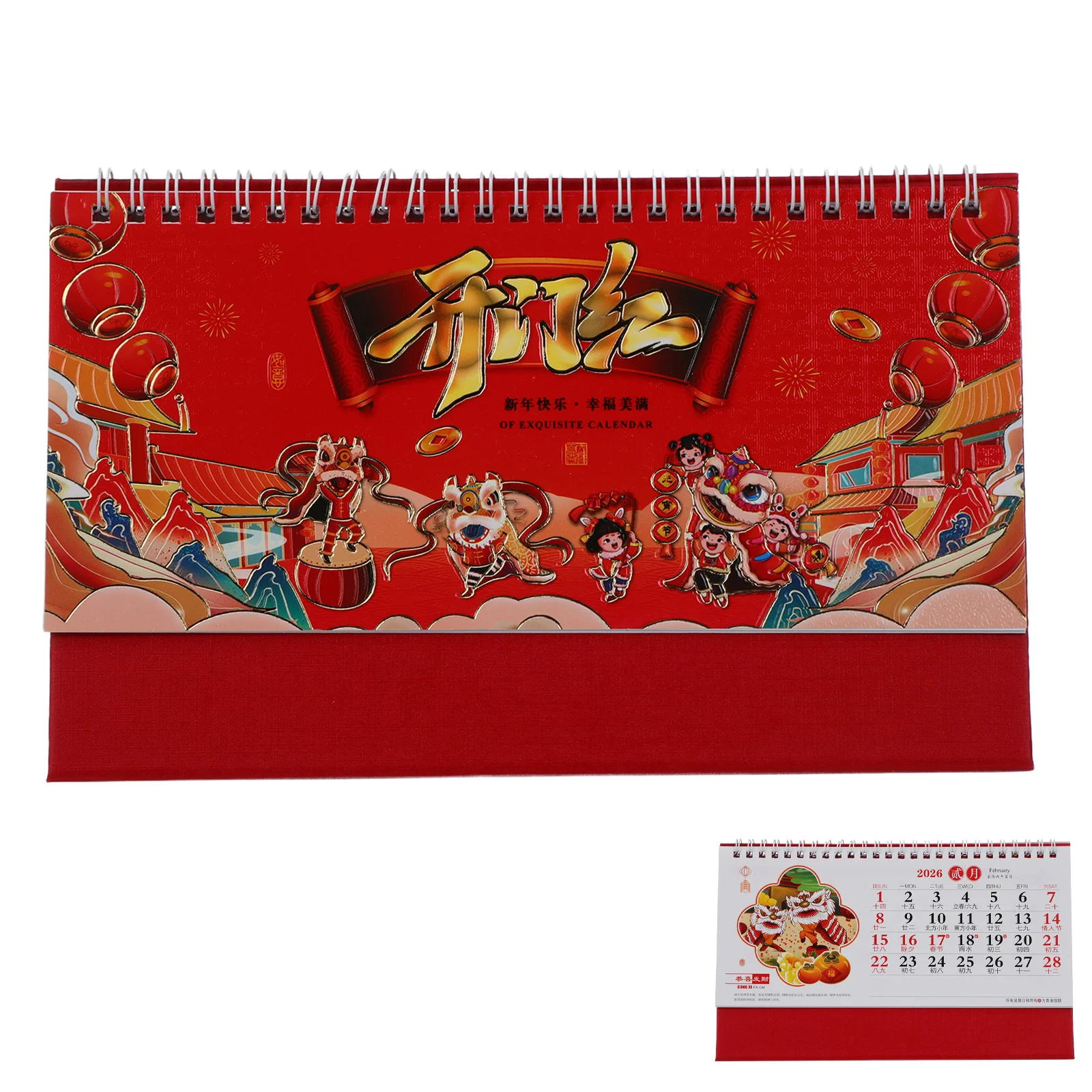 

Chinese New Year Desk Calendar 2026 Retro Horse Zodiac Lunar Calendar Desk Planner Good Luck Fortune Decoration Home Office