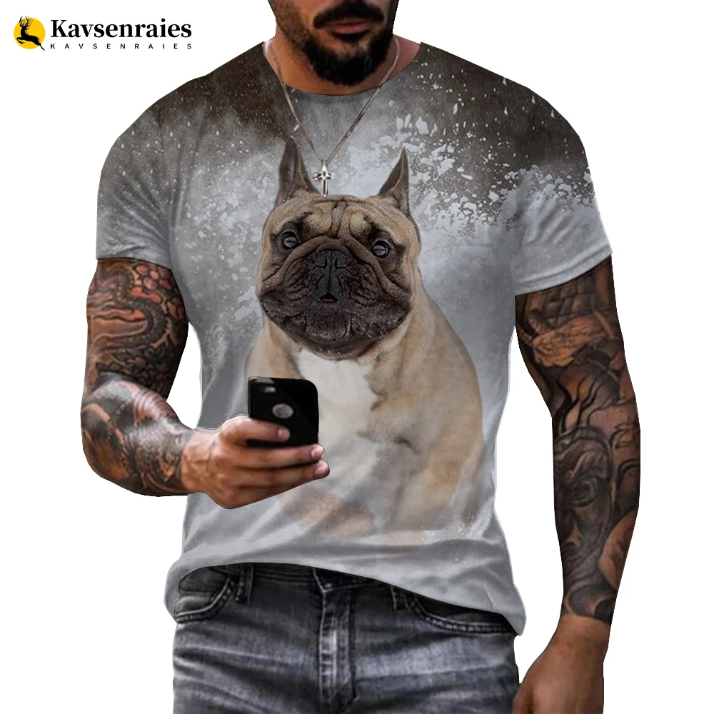 Animal French Bulldog 3D Printed T-shirt Men Women Summer Fashion Casual Short Sleeve Harajuku Streetwear Oversized Tops 6XL