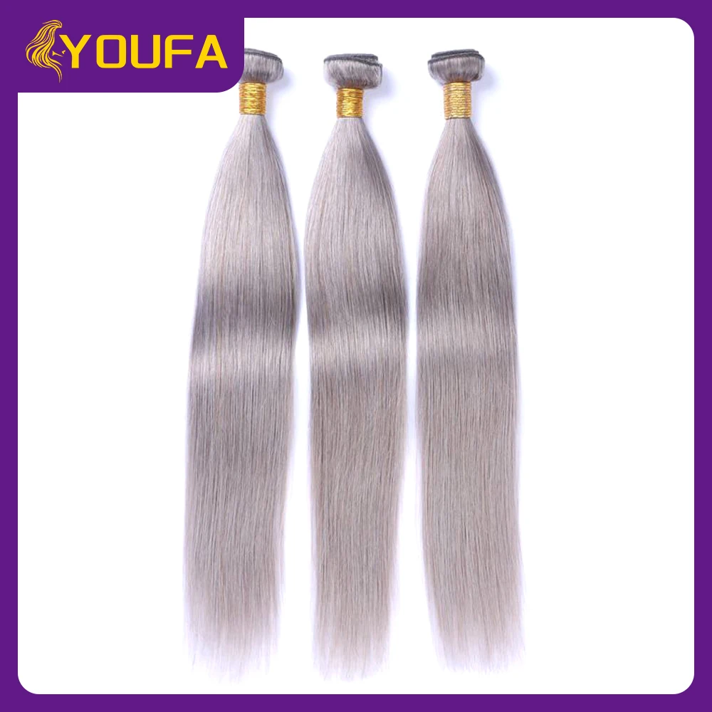 Light Pink Straight Human Hair Bundles One Bundle 100% Brazilian Human Hair Weave Pre Colored Grey Blue Purple Green Human Hair