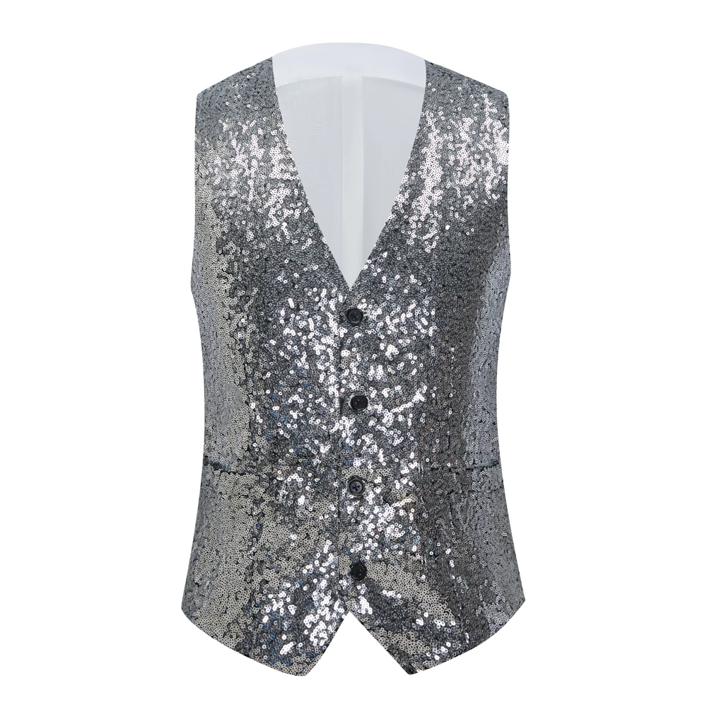 

Mens Suit Vest Sequins DJ Nightclub Vest Waistcoat Men Party Stage Singers Suit Vests Colete Social Masculino