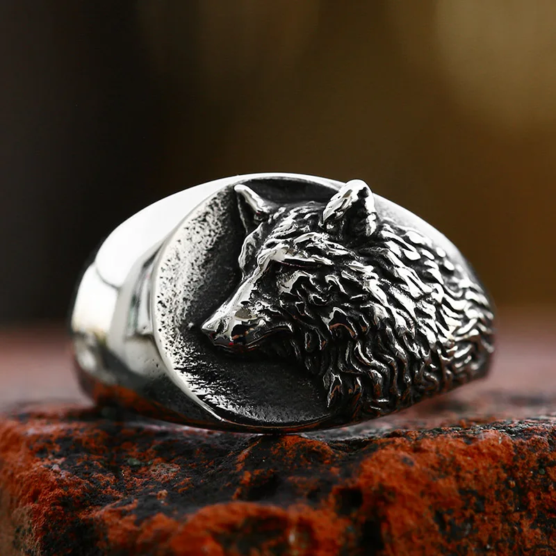 BEIER New Design 2023 Style Viking Stainless Steel Wolf Head Ring For Men Special Design Vintage Animal Jewelry Wholesale