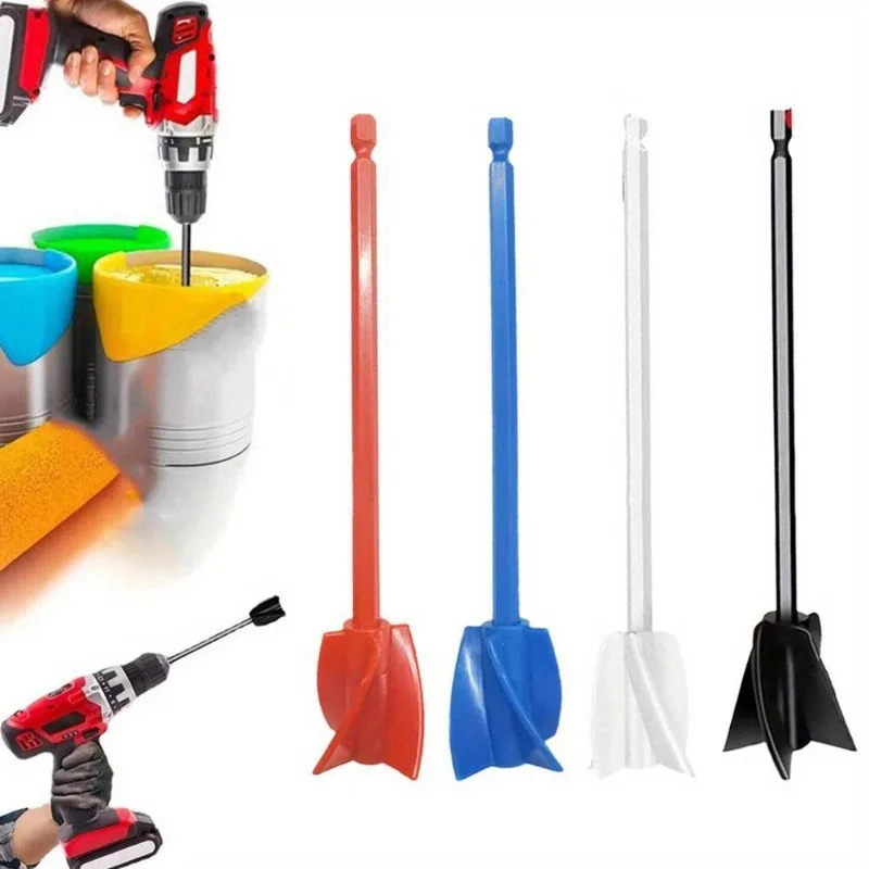 

1pc Stirrer Paddle with Standard Hex Shank and Four-Blade Spiral Design for Efficient Mixing, Compatible with Various Drills