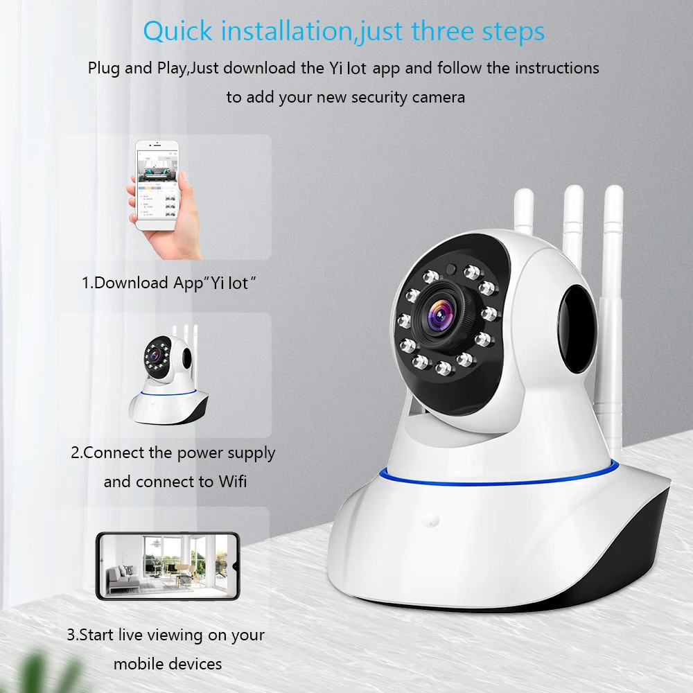 

Домашняя камера безопасности 1080P, 2-мегапиксельная беспроводная Wi-Fi PTZ-камера наблюдения, радионяня, поддержка ночного видения, двустороннее аудио, обнаружение движения