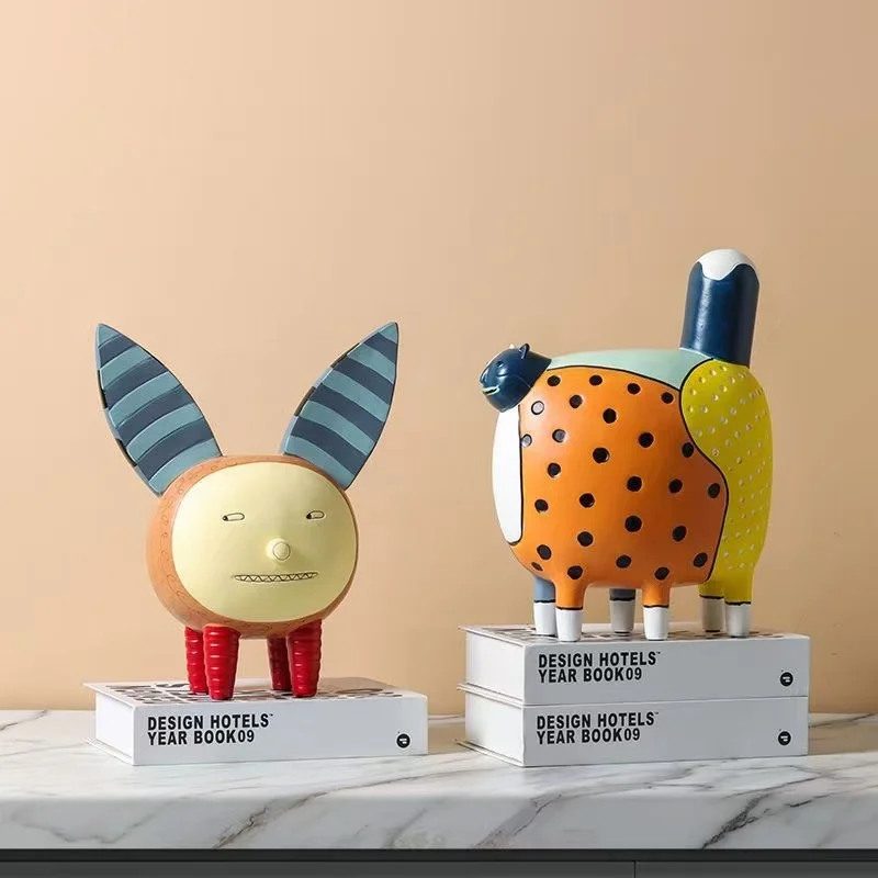 

Мультяшный орнамент с изображением кота, детская комната, украшение для ТВ-шкафа, окрашенная смолой абстрактная цветная скульптура, фигурка животного