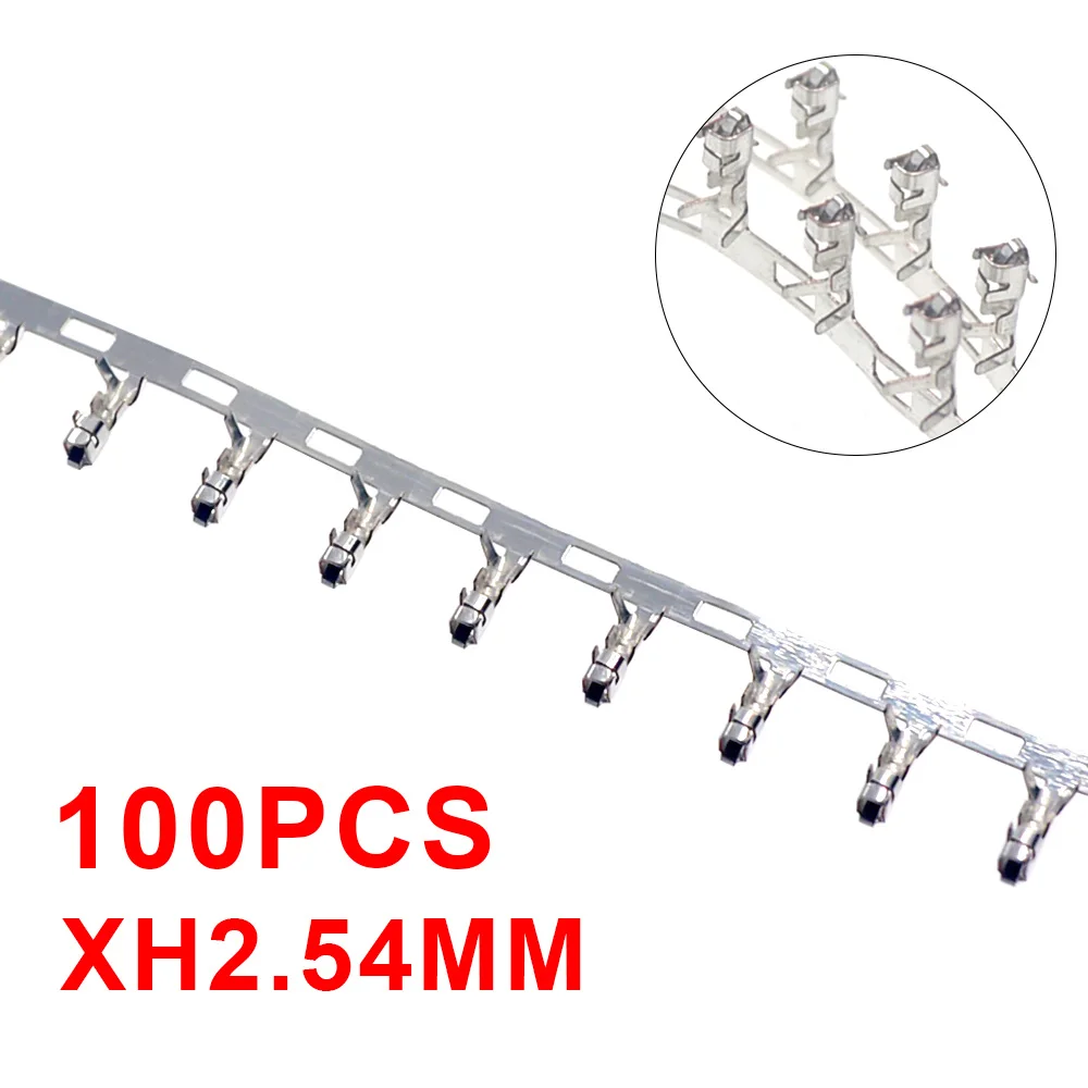 100-500 sztuk JST XH2.54 metalowe szpilki żeńskie zaciskane zaciski dla XH 2.54 żeńskie męskie złącze kabla kablowego