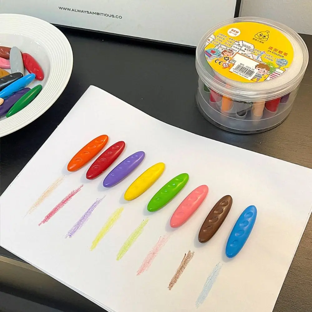 12/24/36 Colors Plastic Plastic Crayon Washable Do Not Dirty Hands Painting Tools Peanut Shaped Erasable Colored Crayon Gift