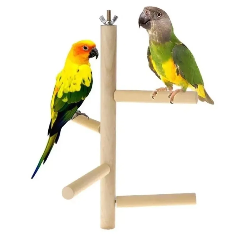3/4 Layer Bird Cage Accessories Rotating Ladder Natural Wood Parakeet Exercise Stages Design Cage Mount Parrot Swing Cage Use