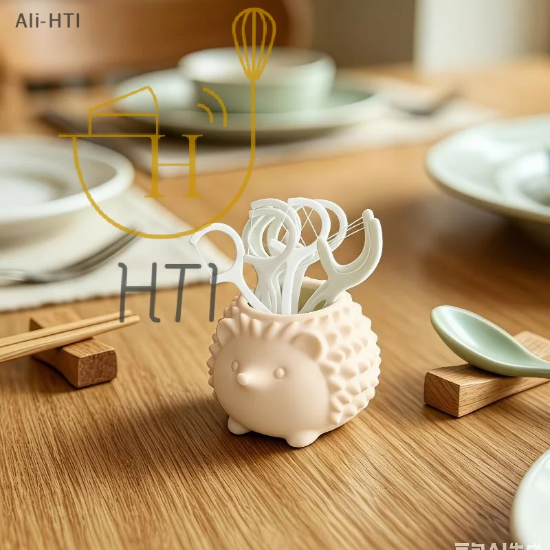 Hedgehog Shaped Swab Cosmetic Organizer Floss Toothpick Pick Holder Multi-Purpose Storage Box Perfect For Kitchen Dining Table