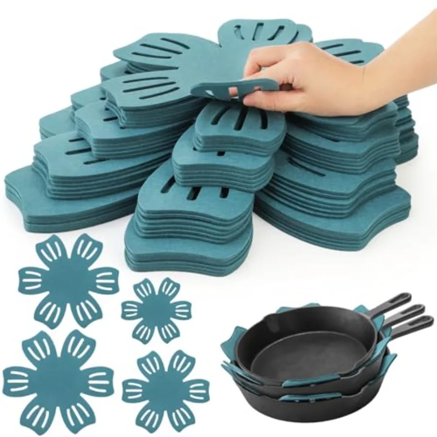

24 Pack Pot and Pan Protectors 4 Different Size Pans Separator AntiSlip Pan Dividers Pads Felt Cookware Protector Set for Stack