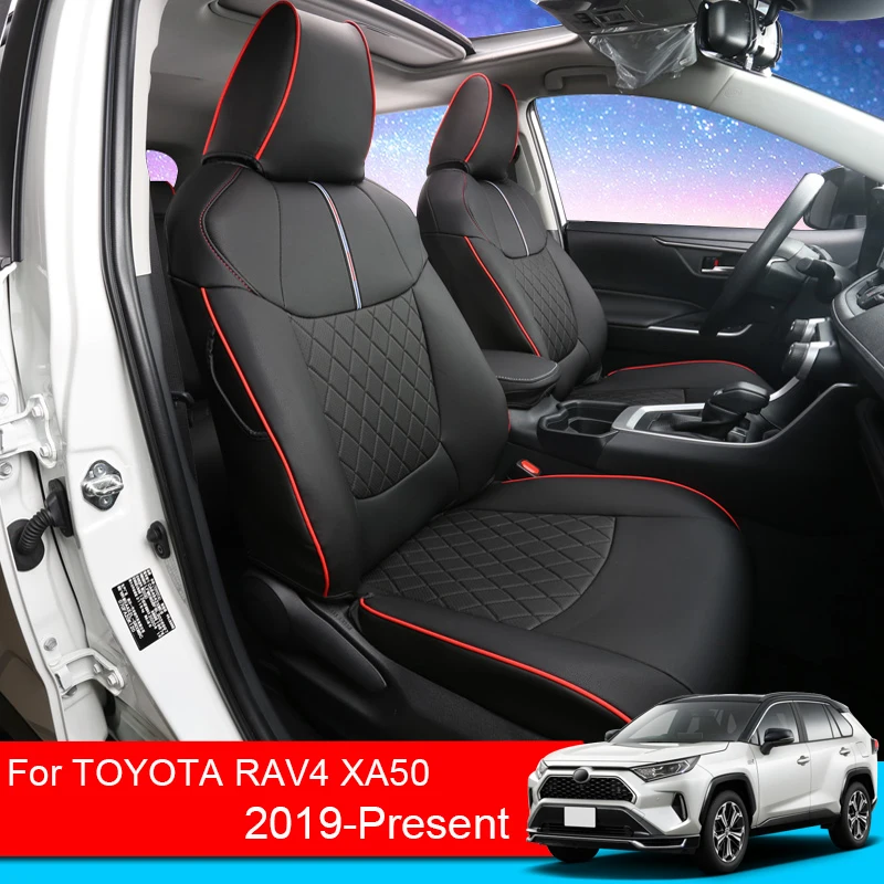 Car PU Leather Full Surrounding Seat Cushion Cover Customized For Toyota RAV4 XA50 Hybrid 2019-Present Waterproof  Accessory