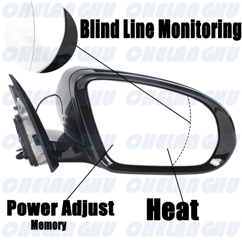

For Benz W213 E260 E300 E350 2016 2017 2018 2019 2020 Right 10 Pin Black Painted Memory Puddle Lamp Power Fold Mirror Assembly