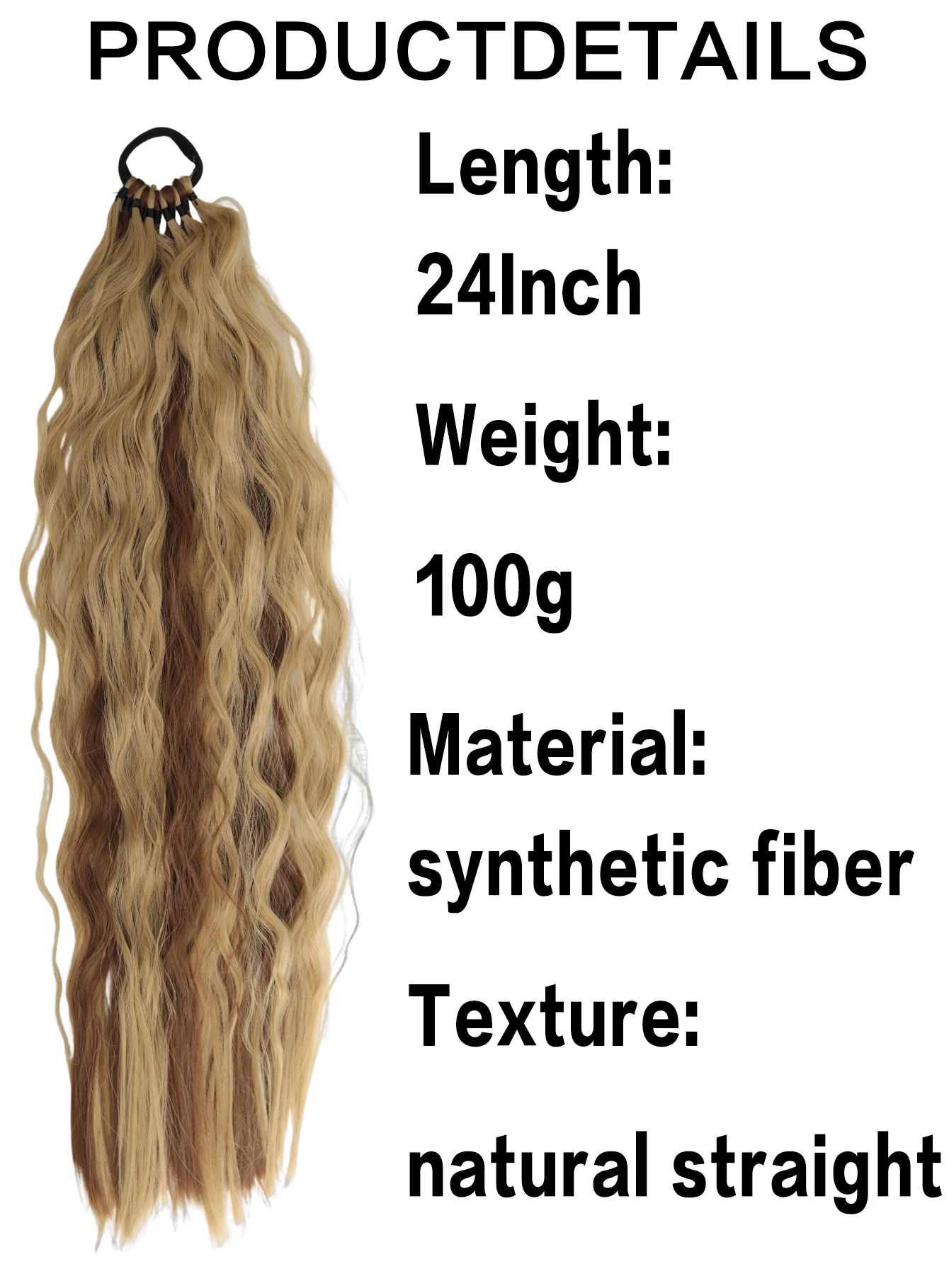 Synthetic Braided Wig, 24 Inch Curly Ponytail