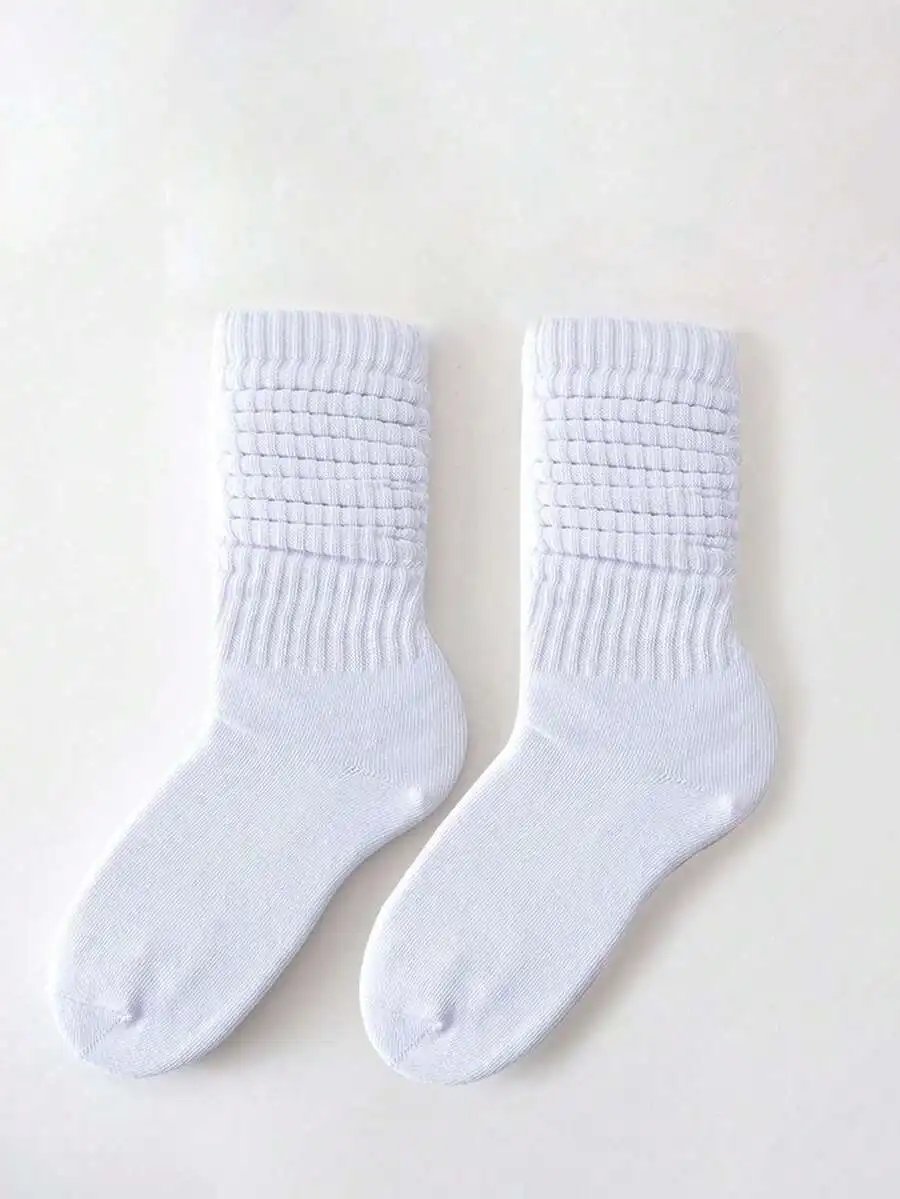 

Womens Solid Color Ribbed Mid-Calf Socks Comfortable Daily Wear