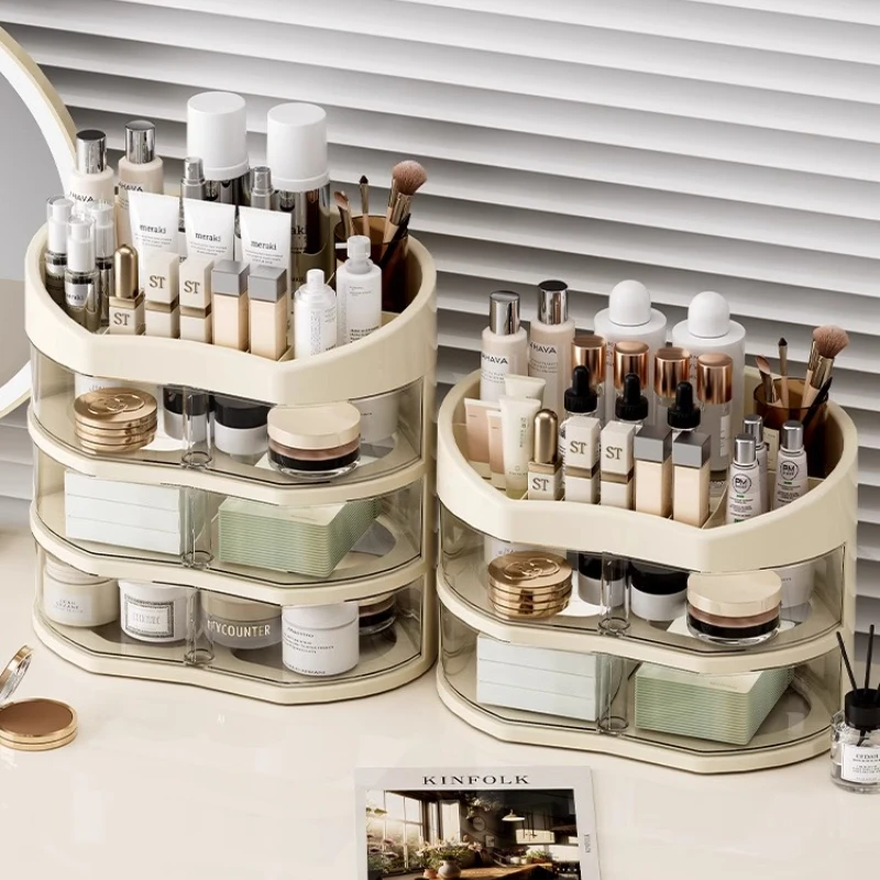 Home Table Large Capacity Cosmetics Organizing Makeup Storage Box Drawer Dustproof Table Lipstick Powder Storage Organizer Rack