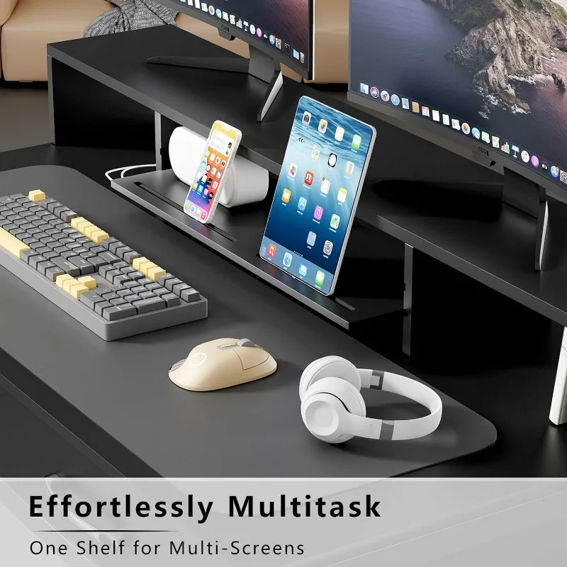 Mesa do computador com gavetas, Home Office Desk, Monitor Stand, escrivaninha com armário de armazenamento, 47 polegadas