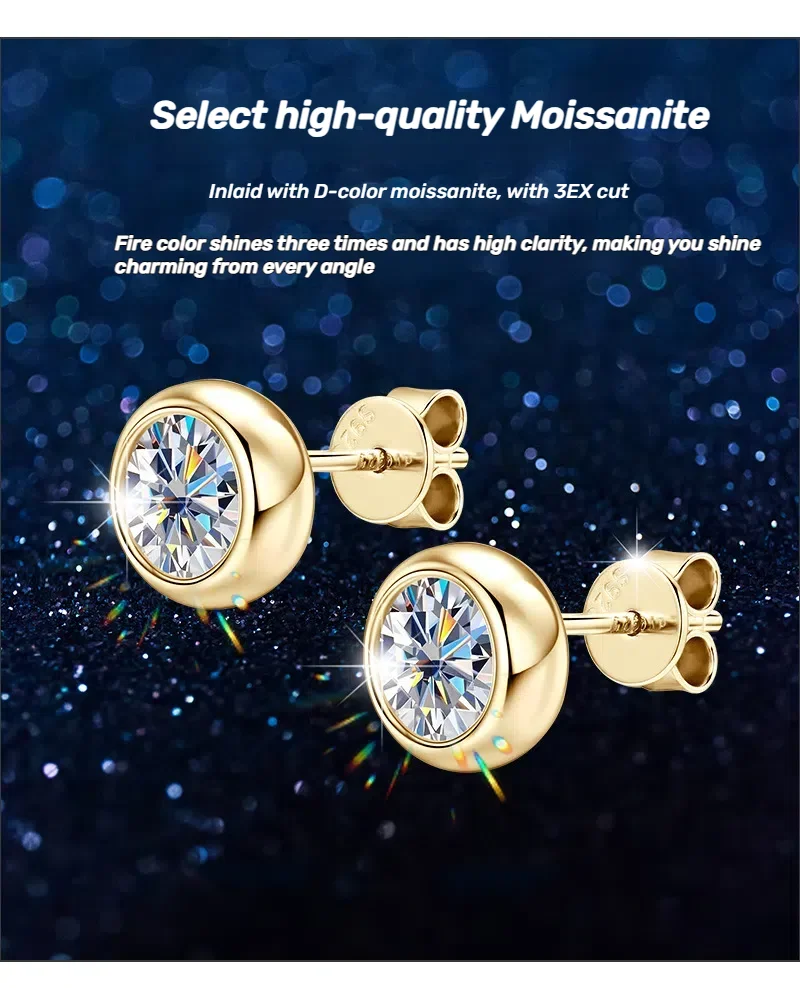 

Серьги-гвоздики с пузырьками из белого муассанита 1,0 карата для девочек, стерлинговое серебро S925, белое золото 18 карат, модные ювелирные изделия в подарок