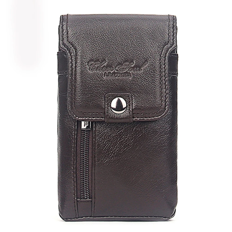 Men\'s Cell Phone Case Cigarette Waist Bag Cowhide Purse Cover Skin Hook Bum Pouch Casual Genuine Leather Belt Hip Fanny Pack