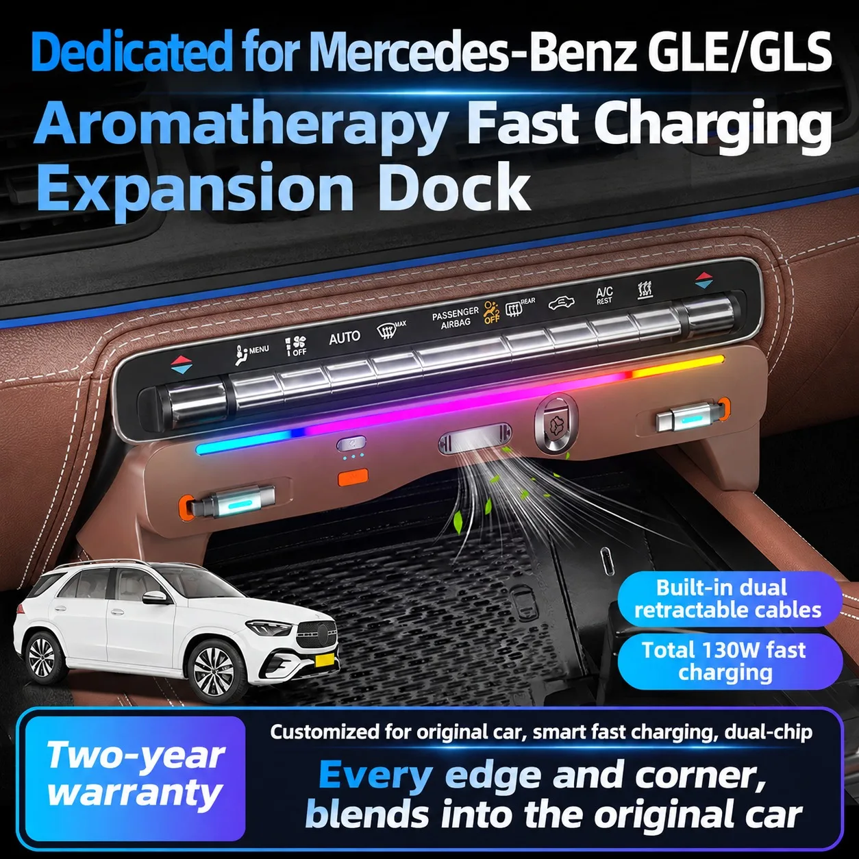 for-mercedes-benz-gle350-gls-2020-2026-car-center-console-docking-station-fast-charger-interior-cigarette-lighter-upgraded