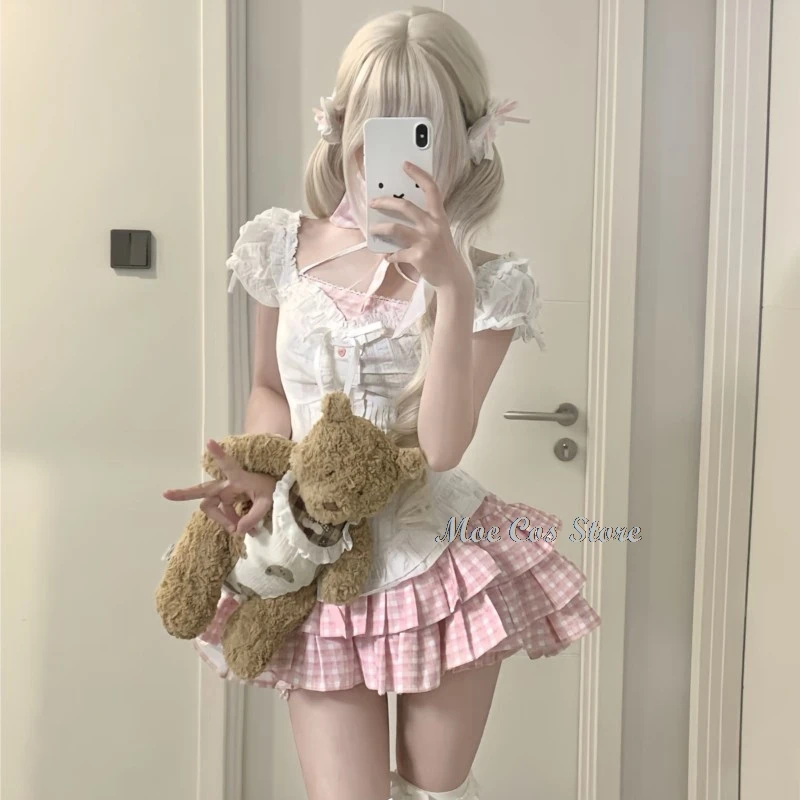 Anime Nana Komatsu Cosplay Dating Suit Pink Skirt Top Jirai kei NANA Cosplay Costume Wig Vintage Retro Outfit Halloween Manga view 4