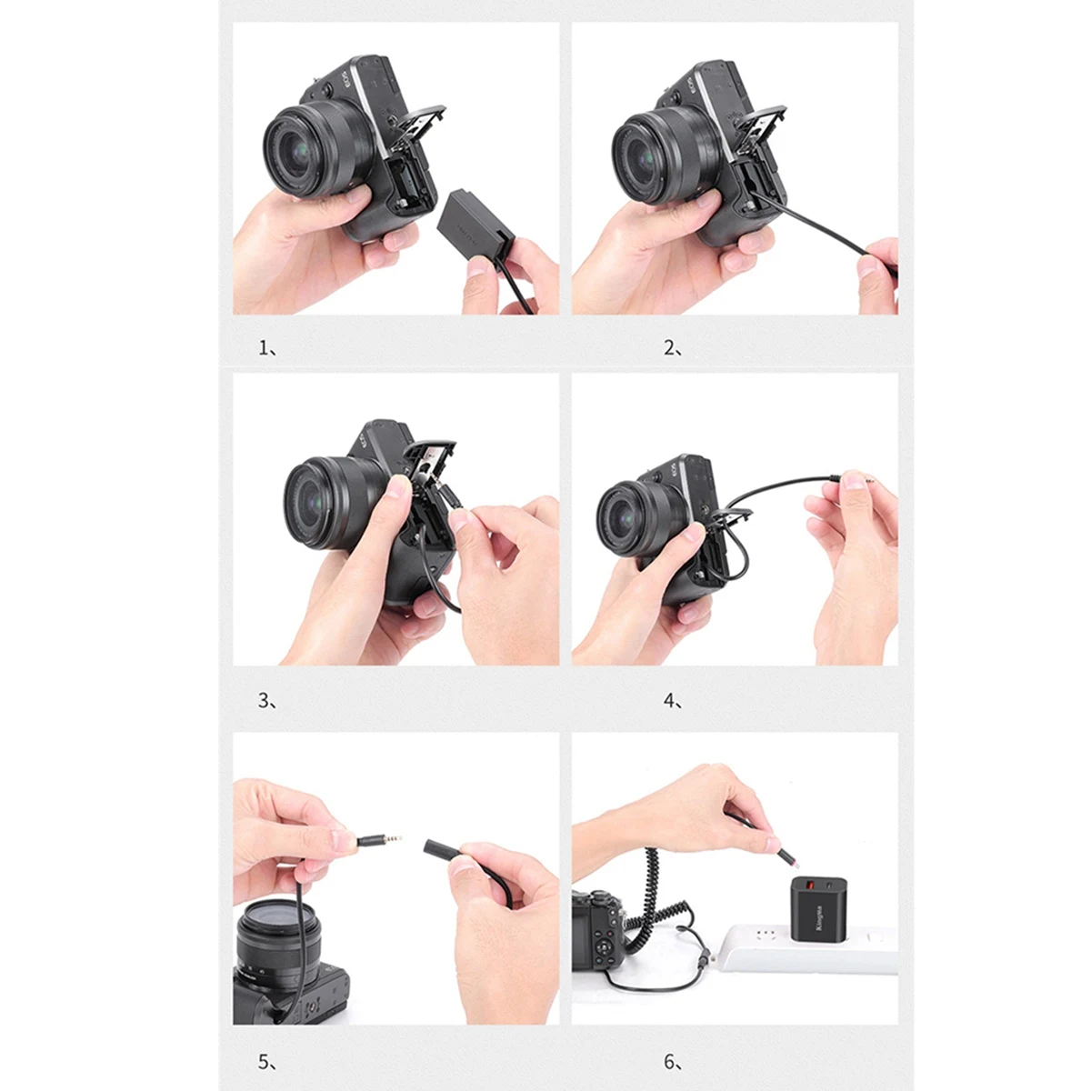 -ABGY ACK-E17 tipo USB C LP-E17 batería simulada adaptador de CA de alimentación CC para Canon EOS 200D 750D 760D 770D 800D 850D cargador de cámara