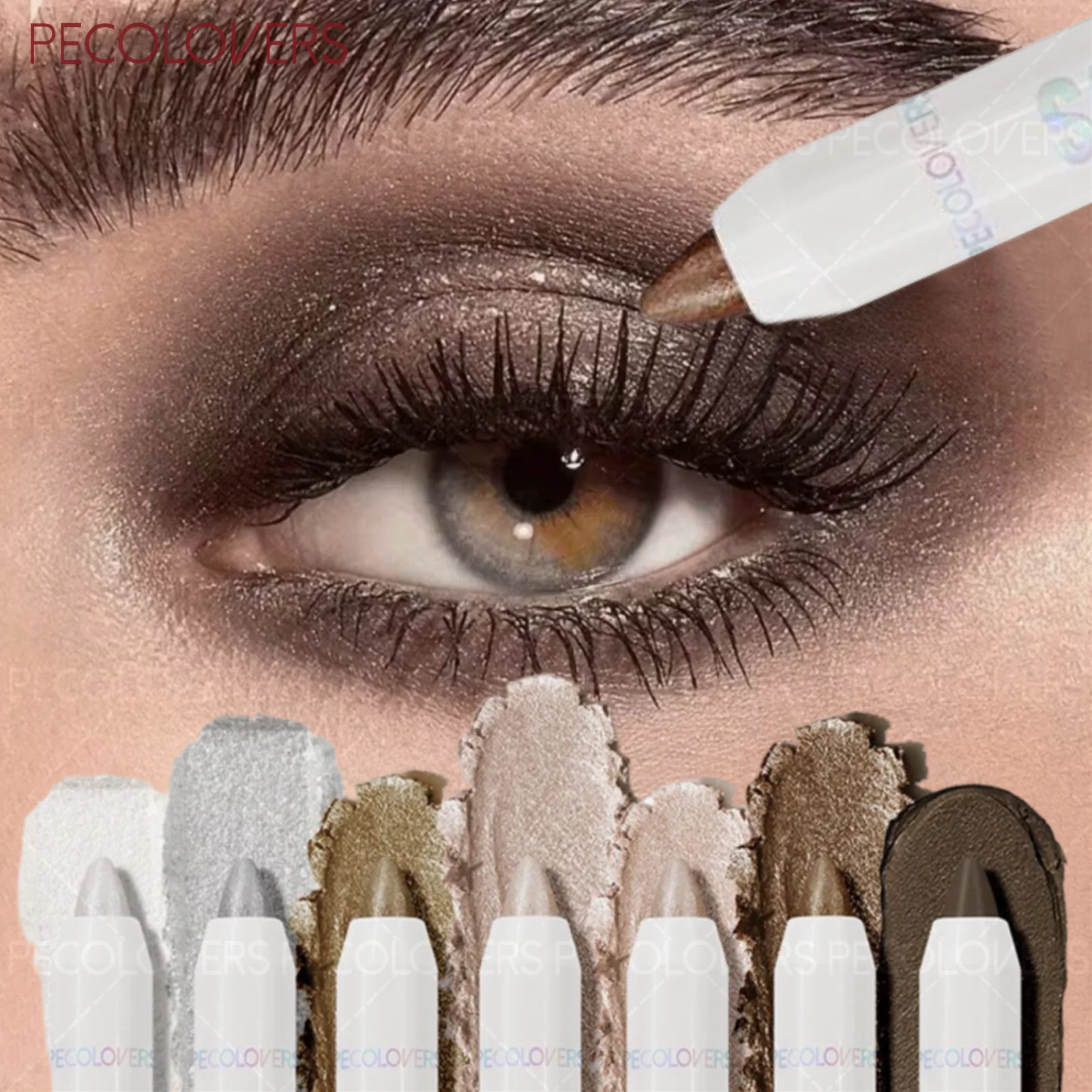 1 Pcs Single Color Fine Shimmer Eyeshadow Stick, Brighten Ash Brown, Travel Size, High Pigmented Sweatproof Long-Wear