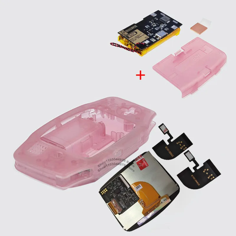 IPS V4 Pre-gelamineerde scherm LCD-schaalsets 1800mAh ingebouwde lithium batterij met Type C oplaadpoort batterijdeksel voor GBA