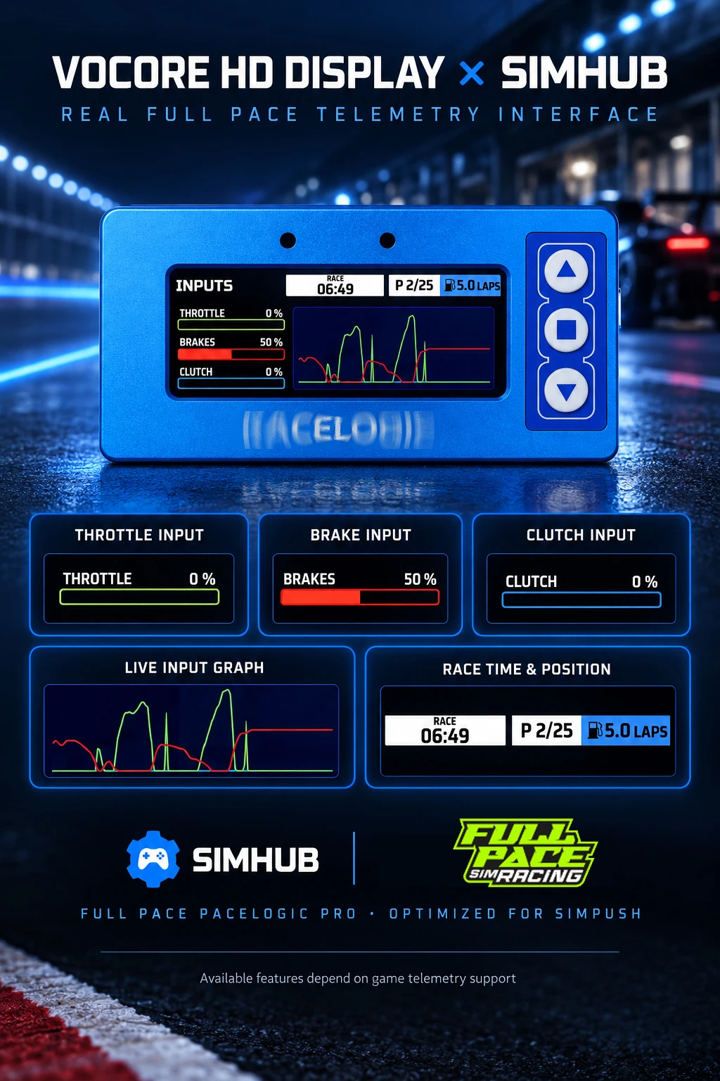 SIMPUSH RACELOGIC Dashboard SimHub Bildschirm Sim Racing Dash Display SIMAGIC FANATEC THRUSTMASTER SIMUCUBE – Detail 2