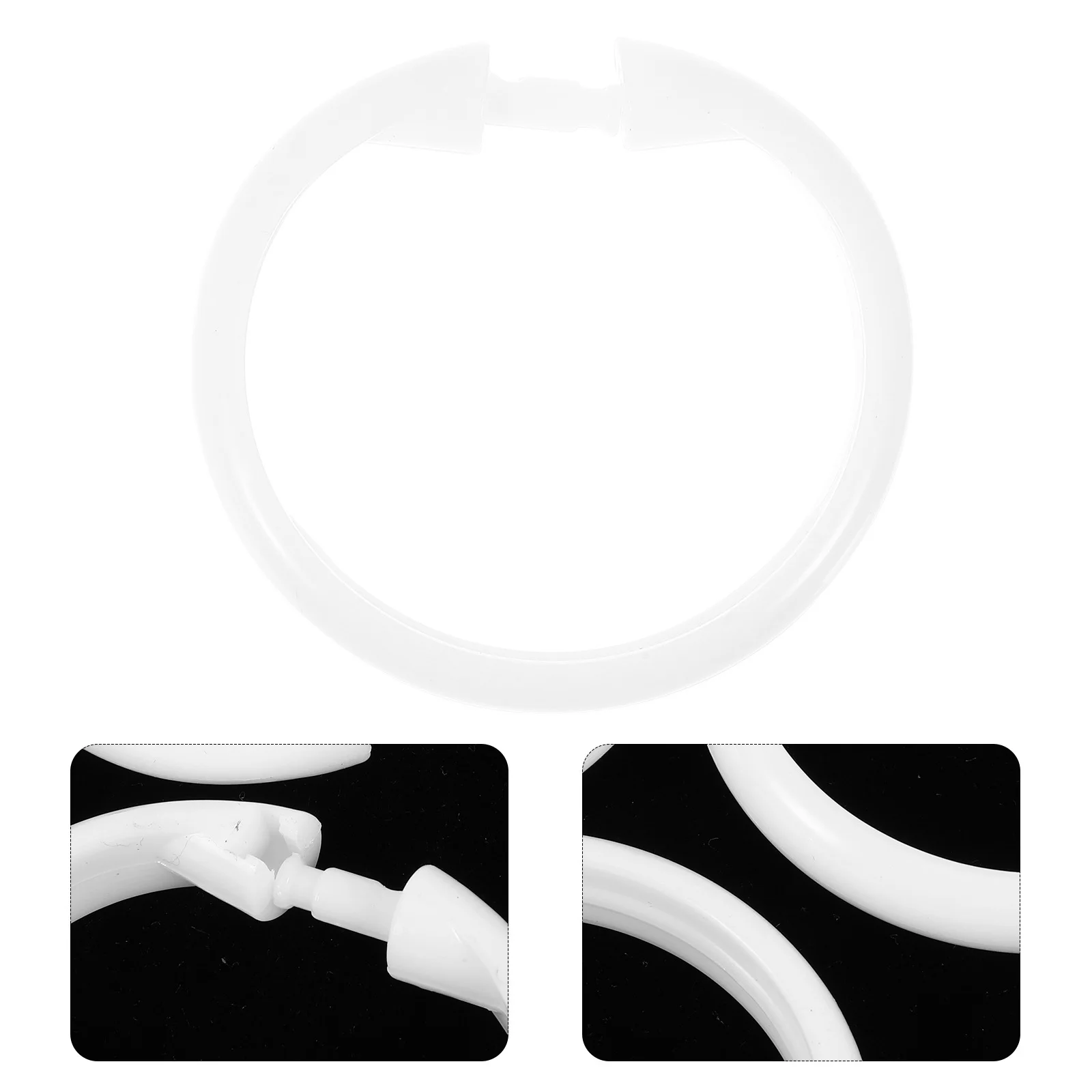 

50pcs Plastic Curtain Rings Drapery Hanging Rings Window Rods Round Curtain Holders Snap Design Heavy Duty Rust Free Easy