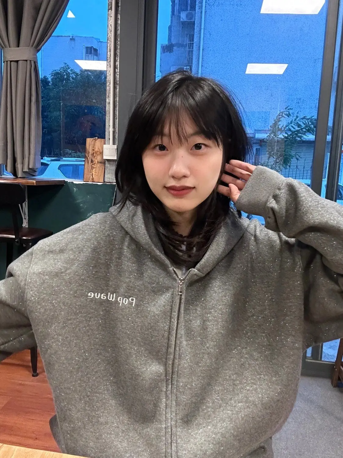 

Onalippa 2025 American Street Gray Shiny Hooded Sweatshirt Women Autumn Winter New Design Sense Niche Loose Trendy Brand Top