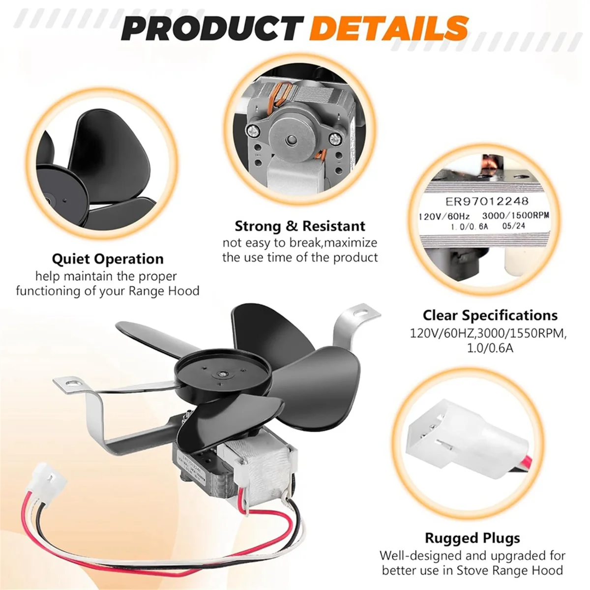 QA88X 97012248   S 97012248   レンジフードファンモーター Blutoget 製 Br.Oan Nutone 40000 &42000 シリーズ ストーブレンジフード用