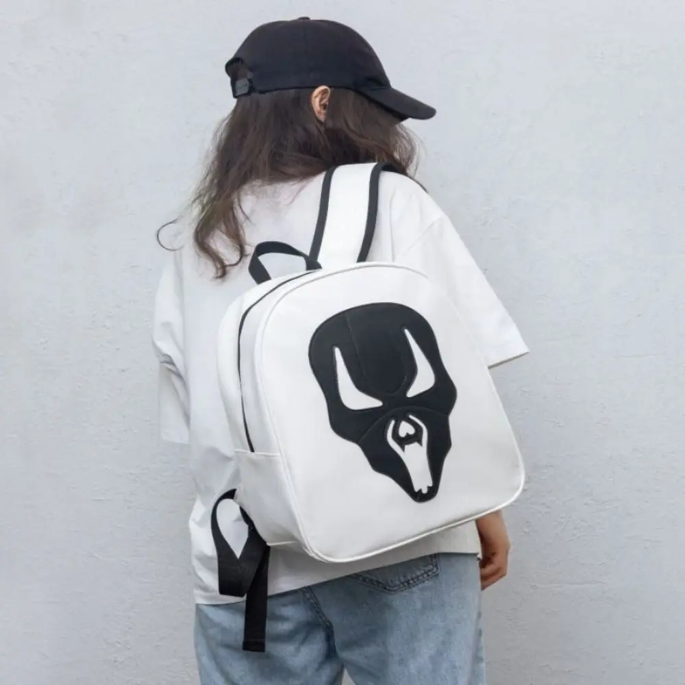 Bolso de cuero PU con estampado de cabeza de calavera de Halloween, bolso con cremallera, mochila de calavera fantasma de Halloween, estilo coreano de gran capacidad