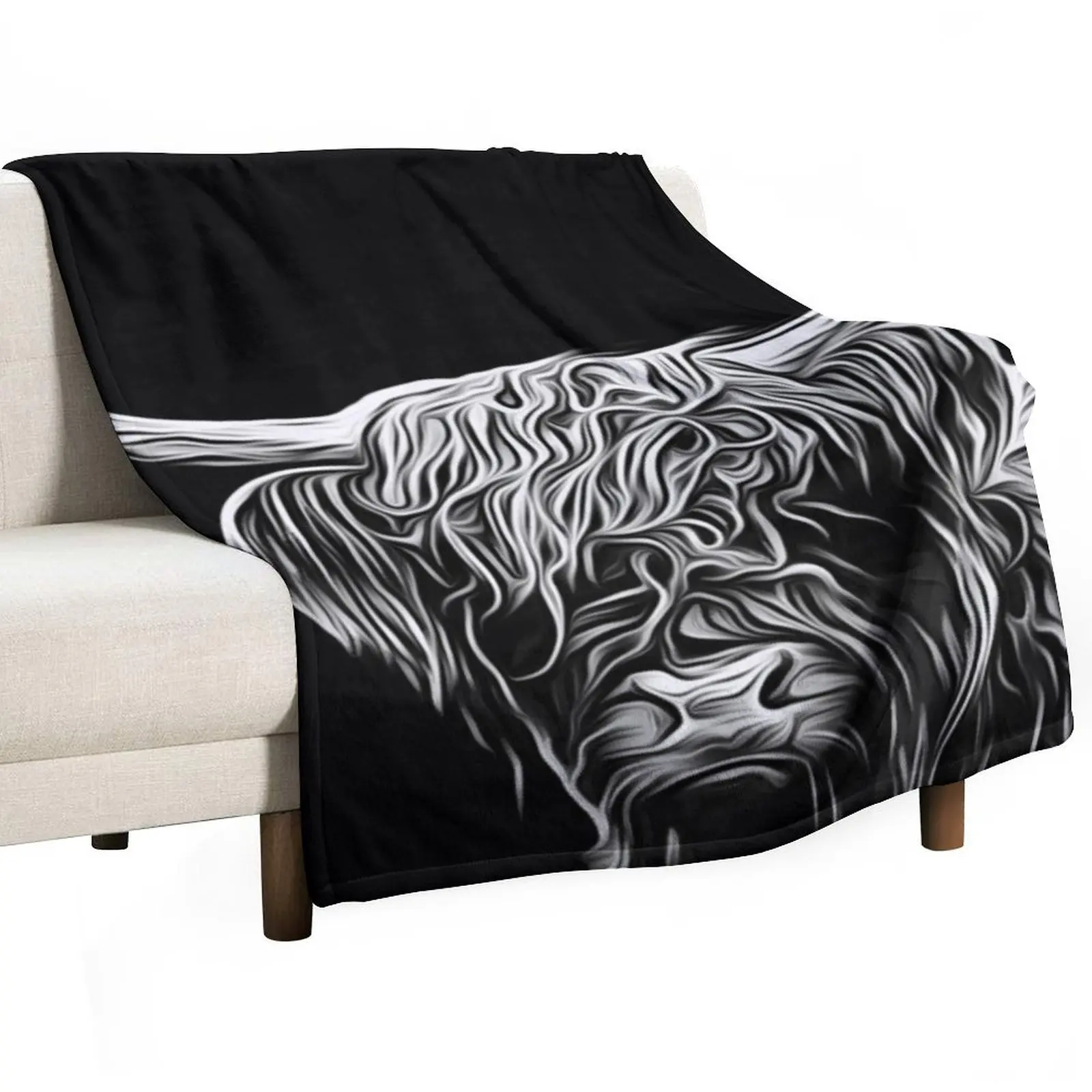 

Ghostly Scottish highland cow design. Throw Blanket Summer Furrys heavy to sleep Luxury Thicken Blankets