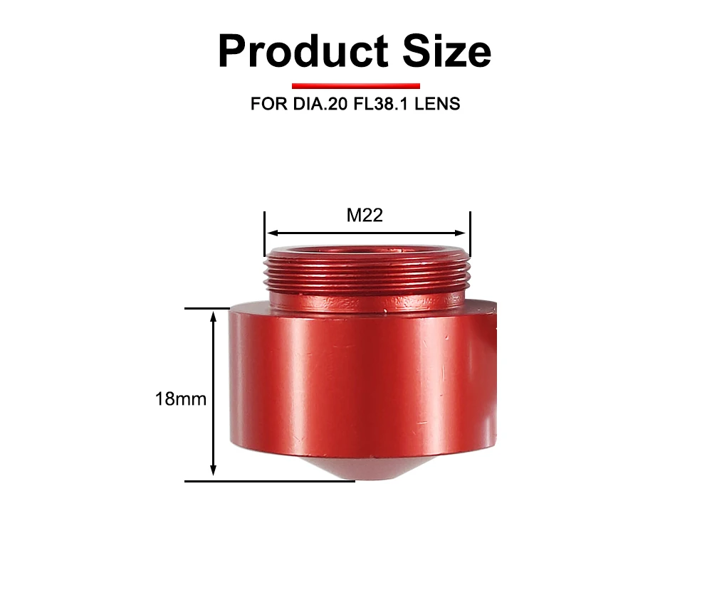 HUNST Luftdüse für Dia.20 FL38,1 mm Fokuslinse, kurze CO2-Düse mit Anschluss für Laserkopf bei CO2-Laserschneidemaschine – Detail 2
