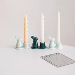 Creative Ceramic Candle Holders Cartoon Bunny Rabbit Candleholder Small Single-hole Candle Holders Home Decoration Accessories