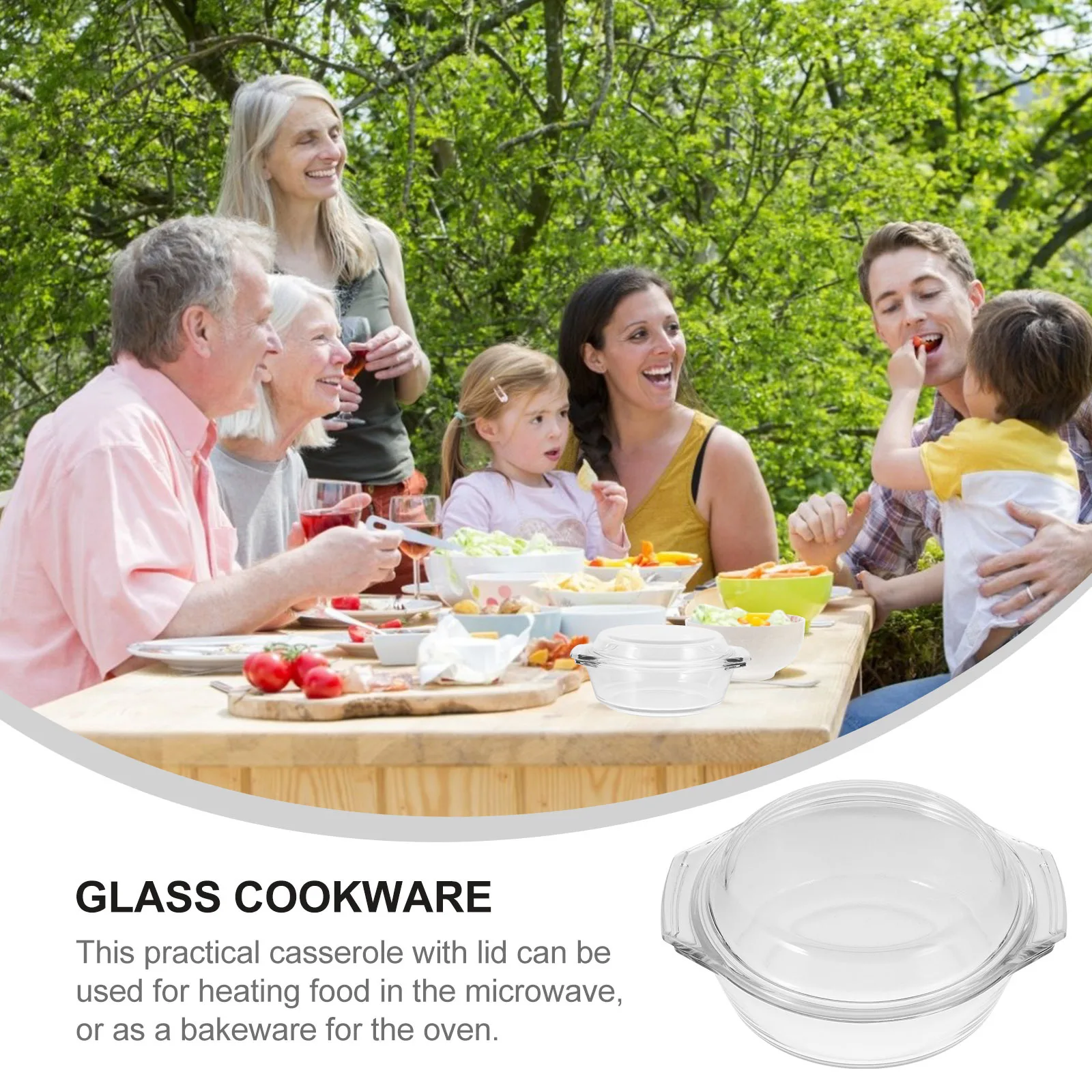 

Glass Casserole With Lid Heat Resistant Soup Bowl Microwave Oven Safe Mini Round Dishwasher Baking Cookware