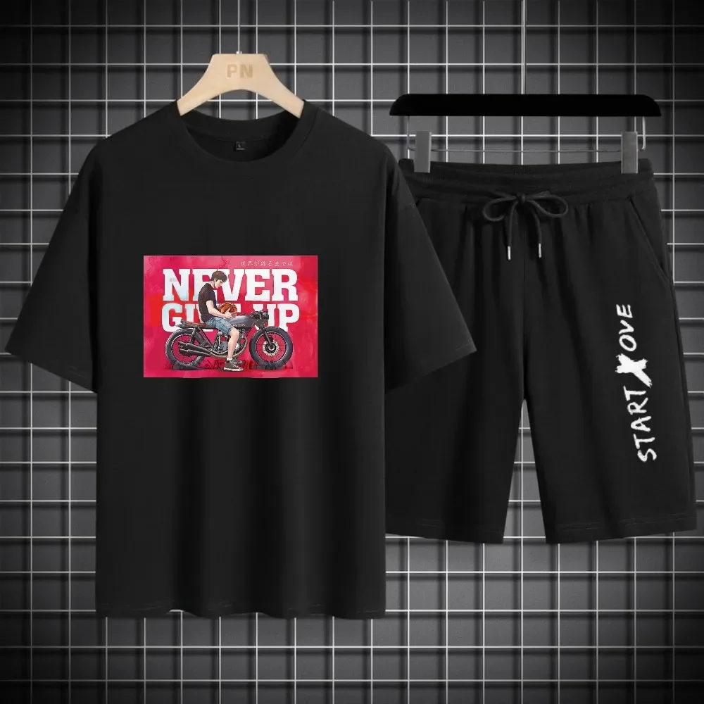 

Men's Sets 2025 Summer Thin Breathable Running Short sleeve T shirt + Jogging Shorts Set Gym Tees Suit Basketball Two-piece sets
