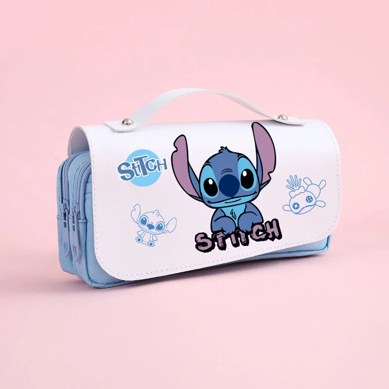 Disney Stitch Multi Layer Large Capacity Transparent Pencil Case Multifunctional Simple and High Appearance Pencil Case