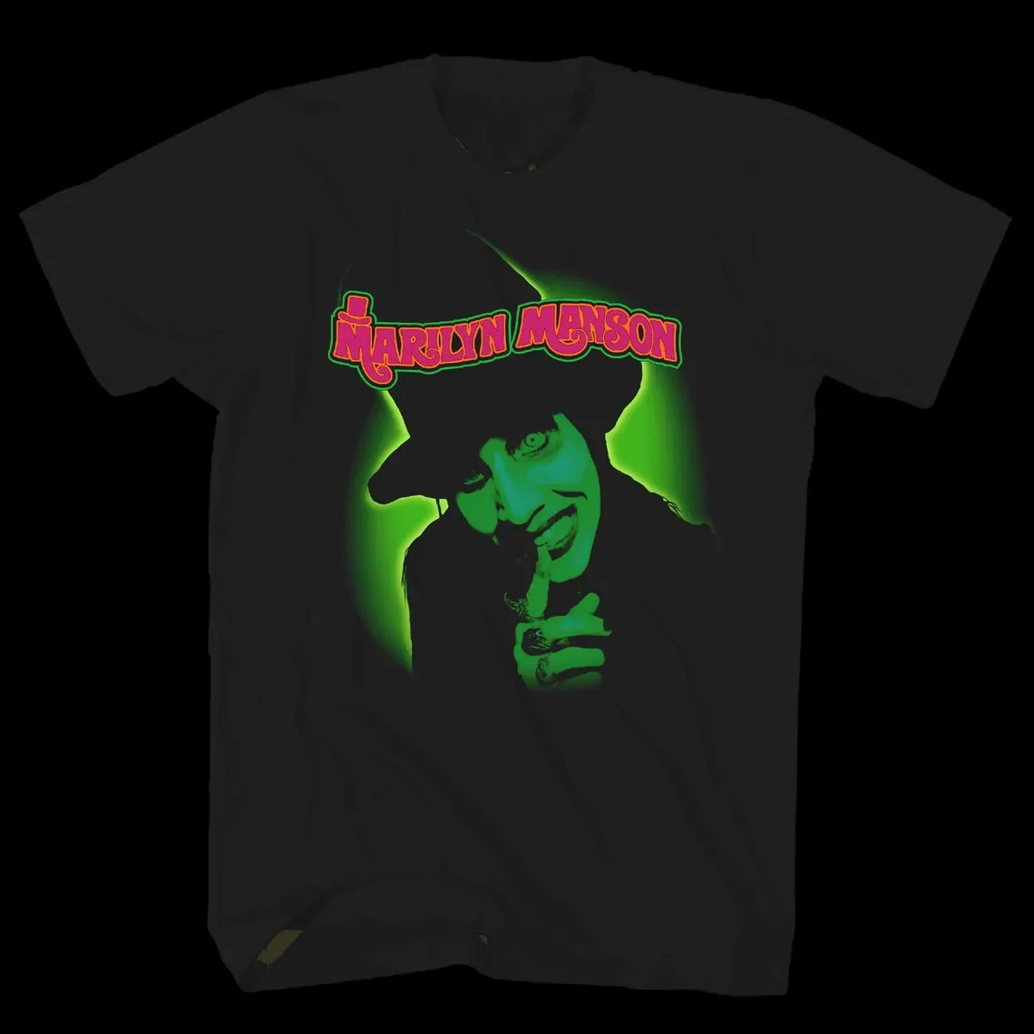 Marilyn Manson Smells Like Children T-Shirt Unisex Black Round Neck Short Sleeve Retro Shock Rock Album Fan Graphic Tee