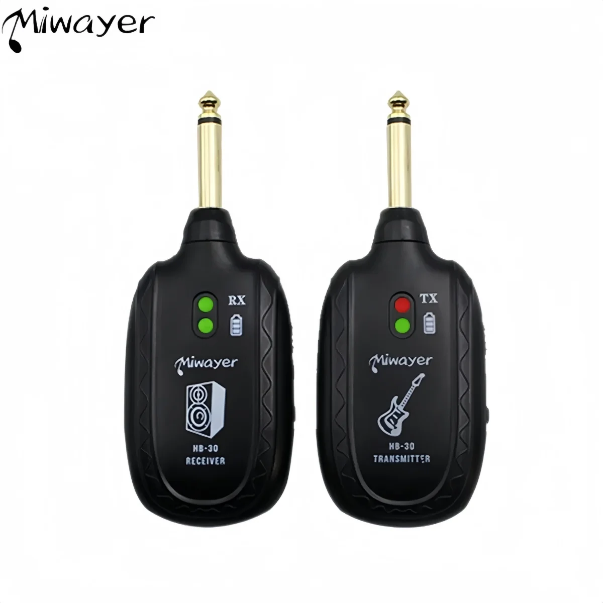Sistema de Audio Inalámbrico para Guitarra Miwayer HB-30 con 4 Canales Integrados, Transmisor y Receptor Recargables para Guitarra Eléctrica y Bajo