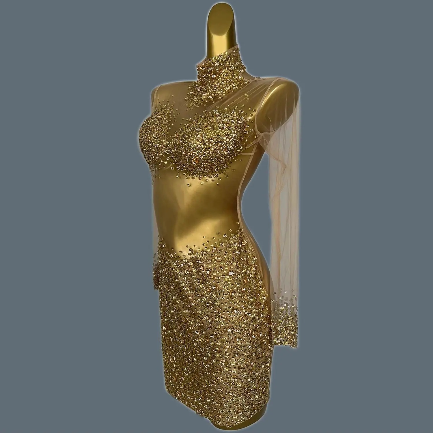 

Gold Short Prom Dress Black Girl Beaded Crystal Diamond Birthday Party Dresses Mini Cocktail Homecoming Robe De Bal Wangshazuan